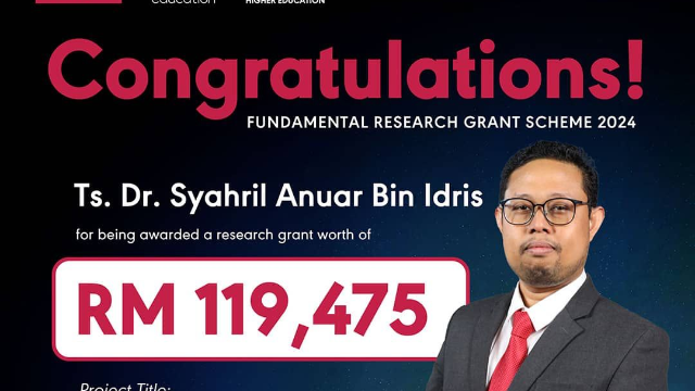 UNIMY’s Dr. Syahril Anuar Bin Idris Awarded Prestigious Research Grant